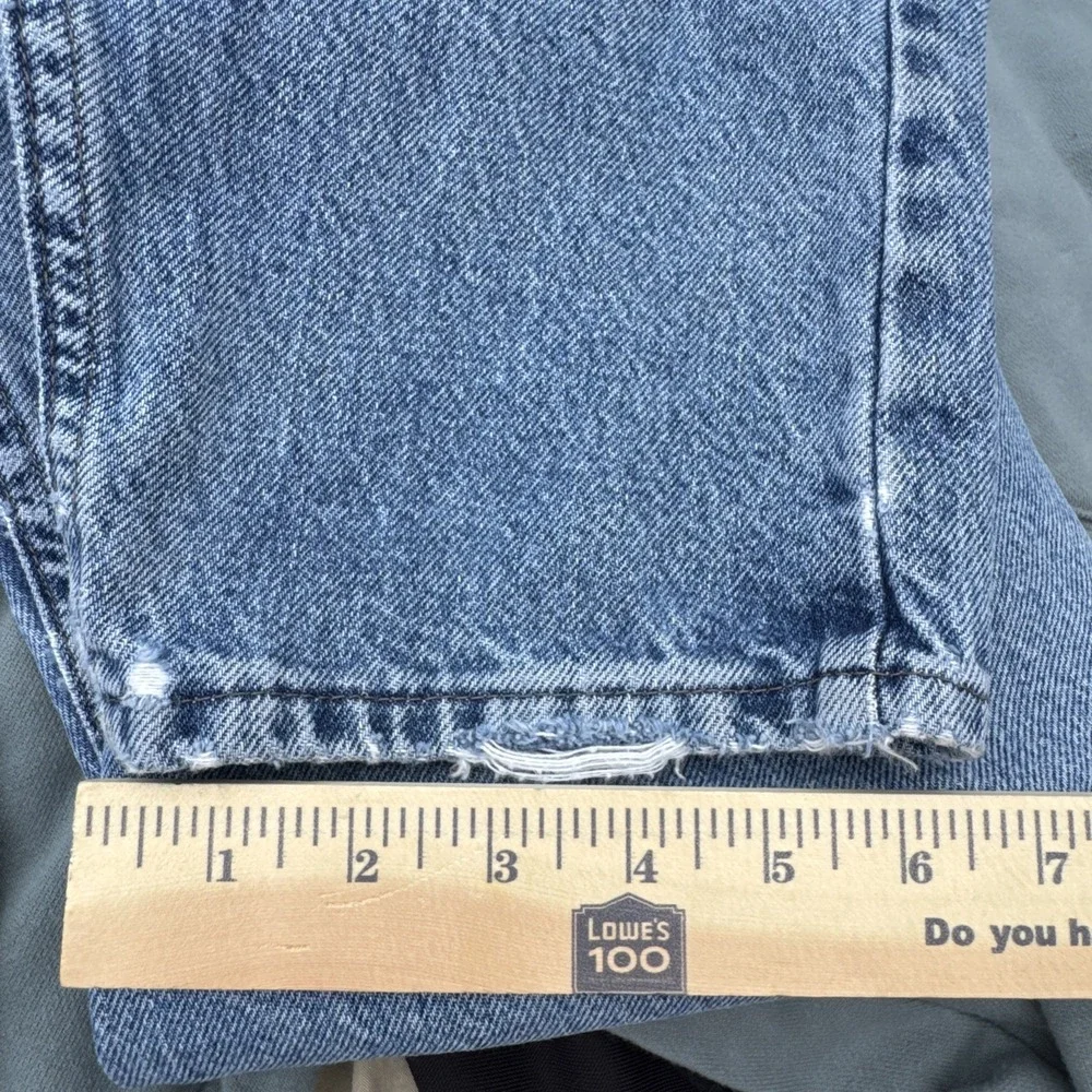 Vintage Lee Jeans Men 36x30 Light Wash Straight Leg Denim Distressed MadeUSA 90s - Picture 11 of 12